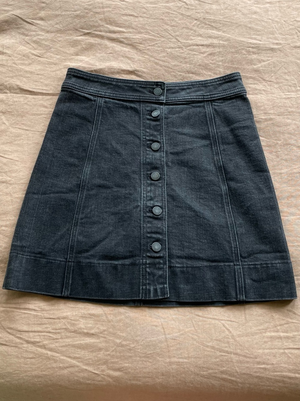 J. Crew Factory Black Button-Front Mini Skirt